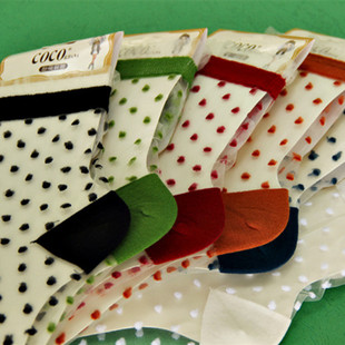 塔卡沙经典圆点系列水晶短袜 透明玻璃丝日系夏季凉爽女袜