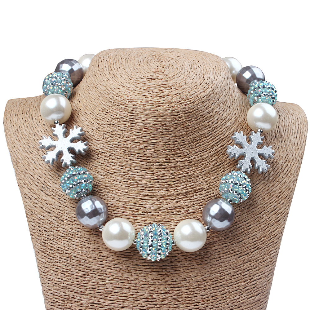 树脂雪花儿童短款服饰珠宝 夸张20mm泡泡珠串珠项链女 可定做