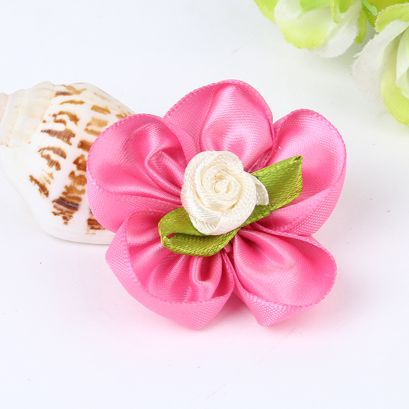 厂家直销 布艺花朵 韩版小玫瑰针缝五瓣花 手工diy服饰发饰配件