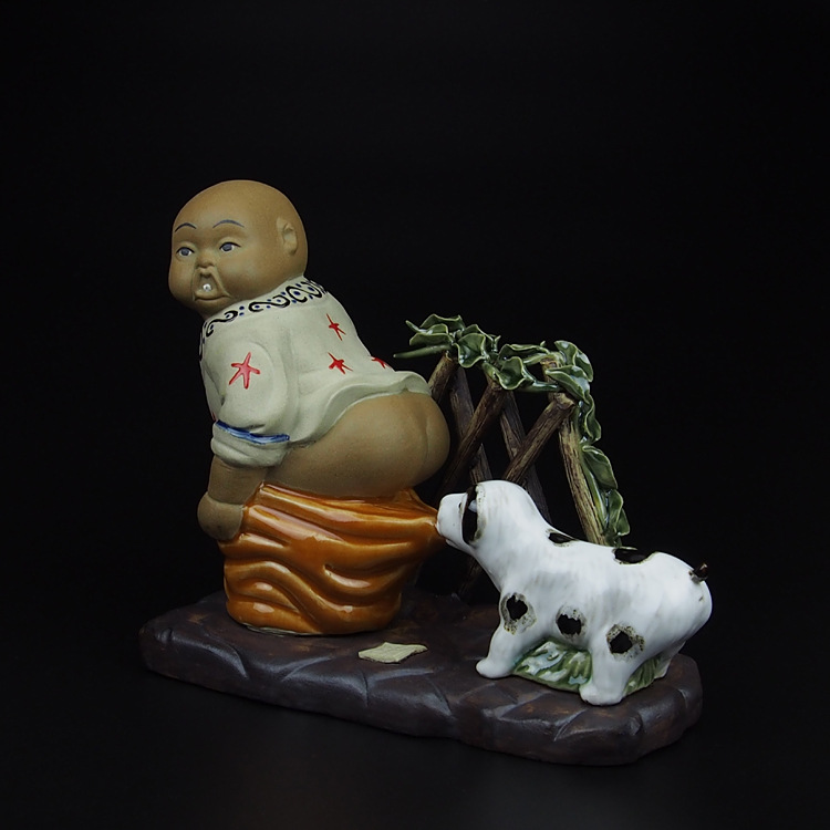 厂家批发石湾公仔精品童趣陶瓷摆件生日礼物创意搞笑纯手工工艺品