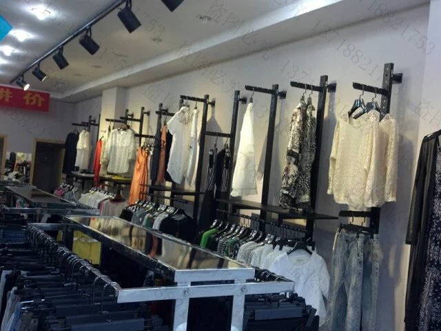 高档服装展示架货架落地靠墙钢板上墙立柱组合架服装店批发定做图片_8