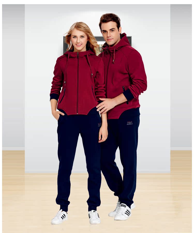 千足龙2015秋新品户外运动服情侣款休闲外套 加厚加绒运动套装