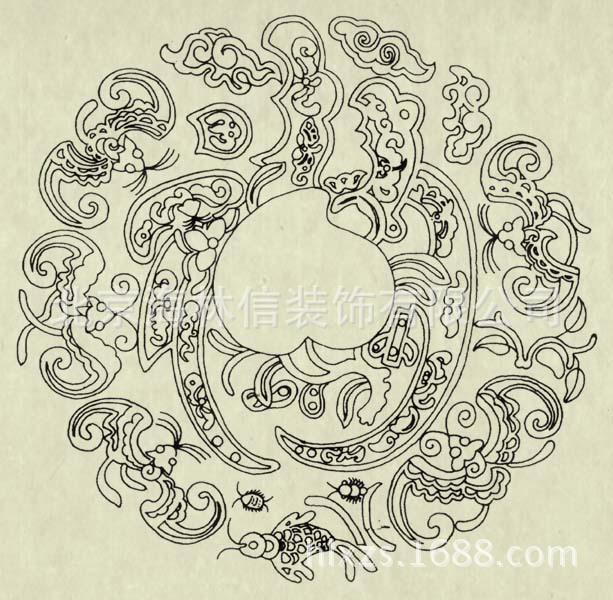 五福捧寿传统吉祥图案浮雕