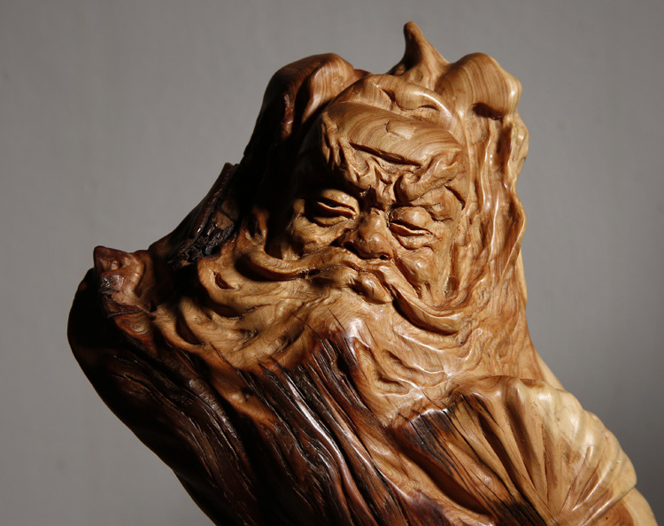 豪缘 太行崖柏双色随型摆件-钟馗 天然造型 高油红料 静待结缘