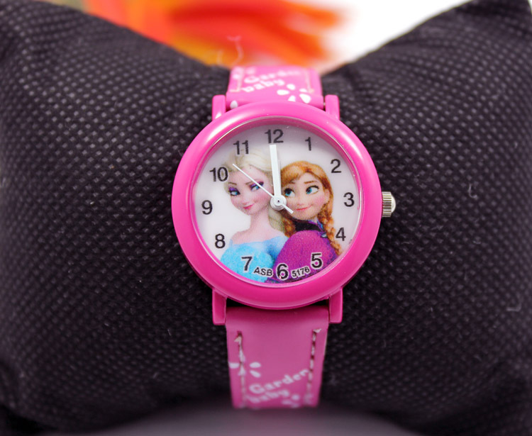 2015新款时尚可爱卡通冰雪奇缘frozen皮带儿童手表女孩混厂家批发