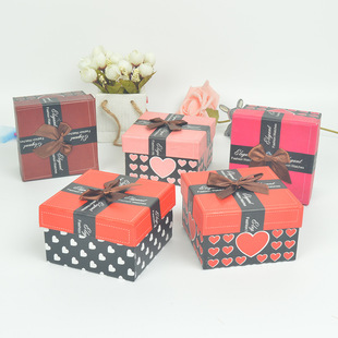 爱心彩印心心手表盒蝴蝶结时尚饰品盒高档礼品盒首饰包装纸盒批发