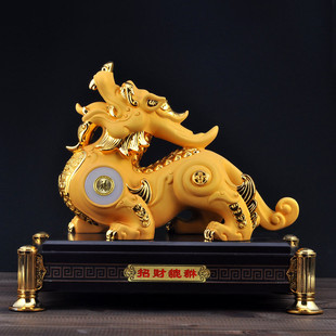 开业礼品客厅书房中式树脂大号沙金工艺品招财辟邪办公室貔貅摆件