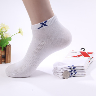 秋冬季361袜子男袜正品纯棉男士运动袜纯白色全棉中筒袜吸湿批发