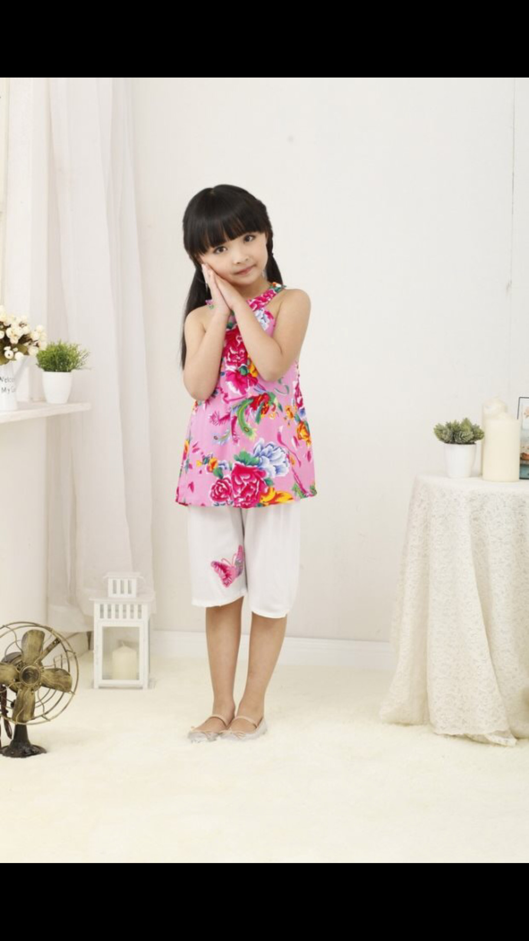 2015儿童唐装女童绵绸印花套装刺绣蝴蝶花透气儿童表演服厂家直销