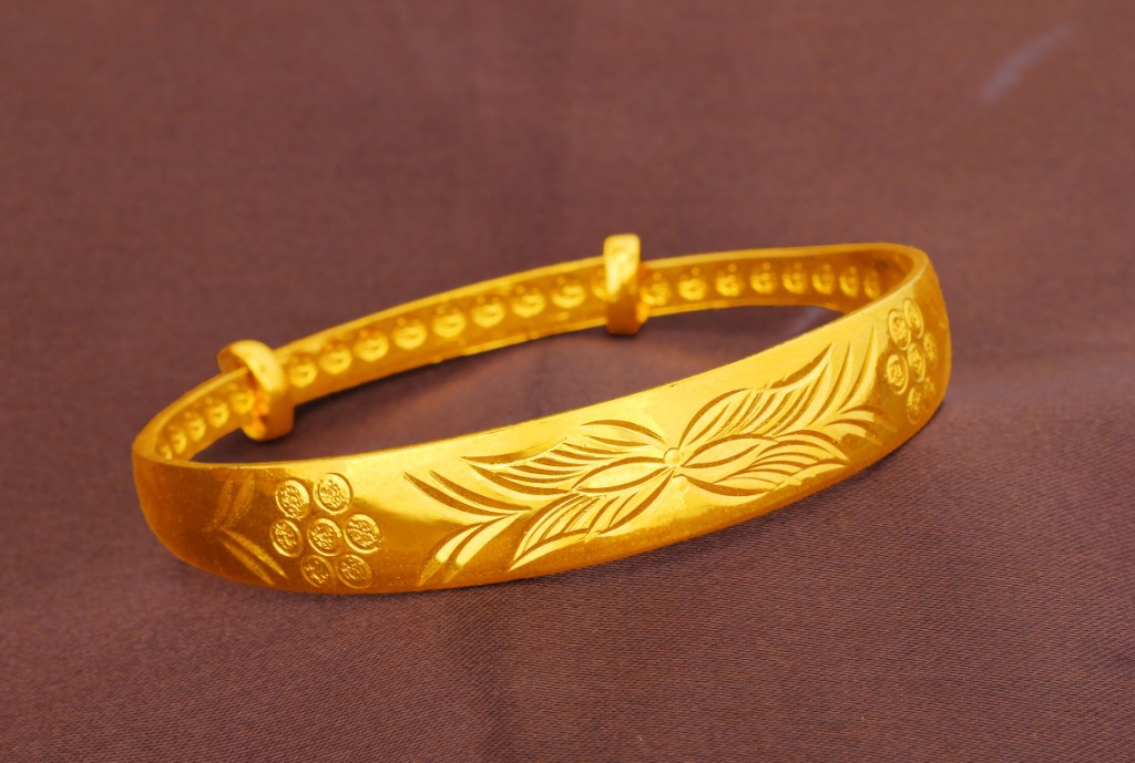 厂家直销批发女士保色持久土豪金12mm纯黄铜镀黄金推拉手镯手环