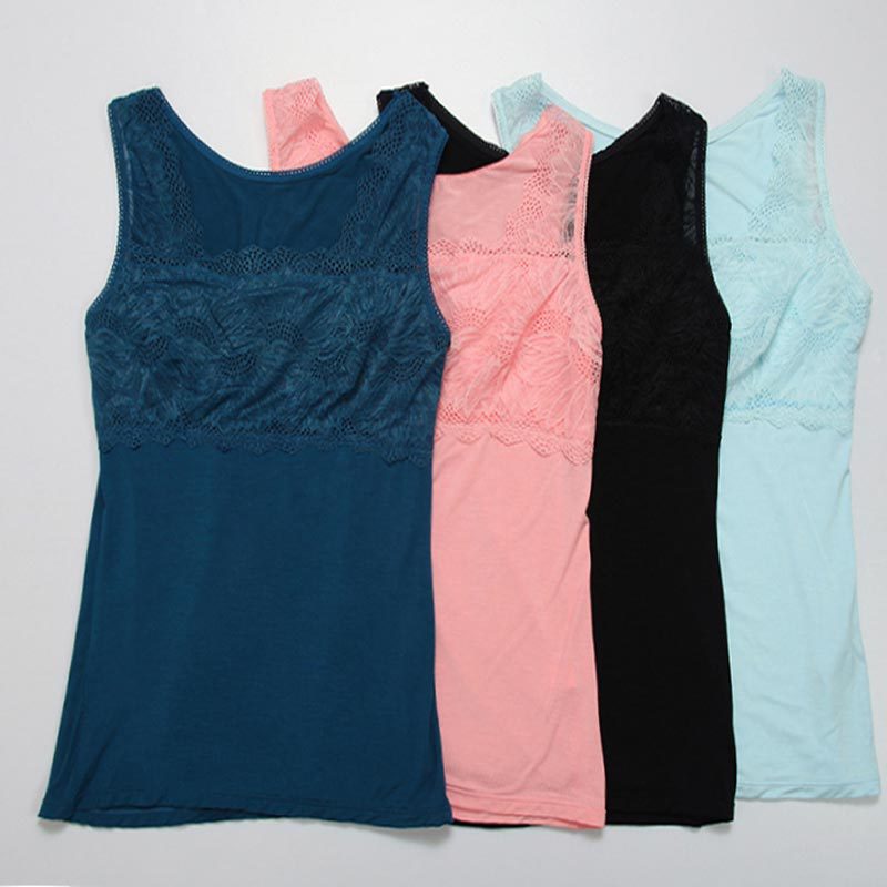 厂家直销竹纤维背心百搭蕾丝款宽肩背心加大版时尚背心_鑫淼针织内衣