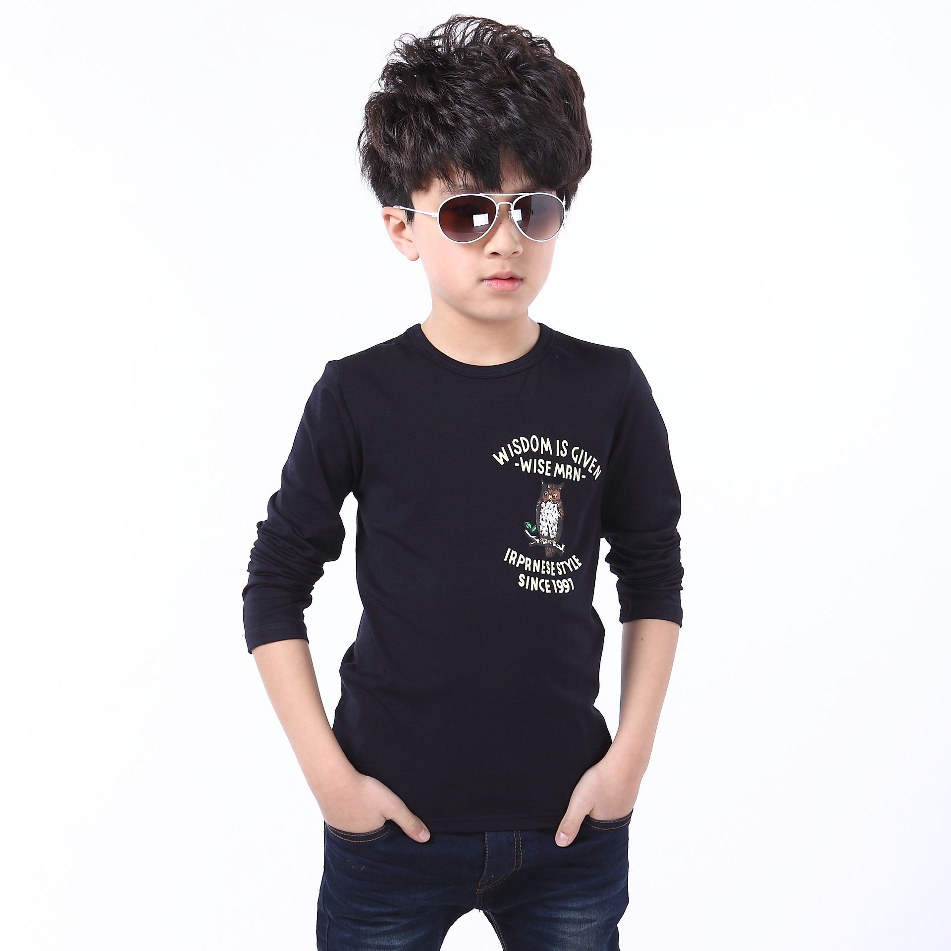 童装男童长袖纯棉t恤 2015秋季儿童圆通韩版个性小男孩打底衫批发