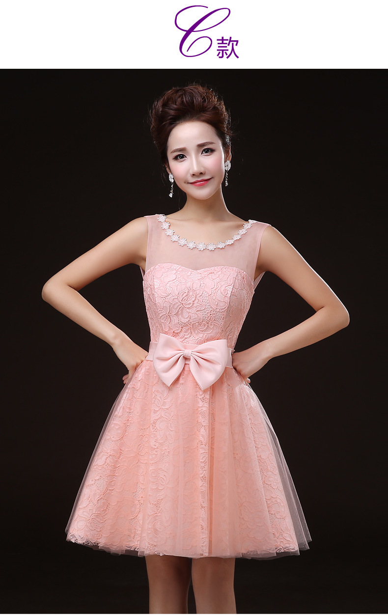 伴娘礼服2015新款 韩版姐妹裙蕾丝伴娘团礼服短款伴娘服厂家批发