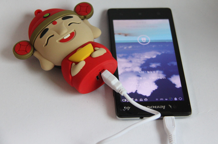 深圳创意卡通财神硅胶移动电源新年个性礼品招财充电宝批发