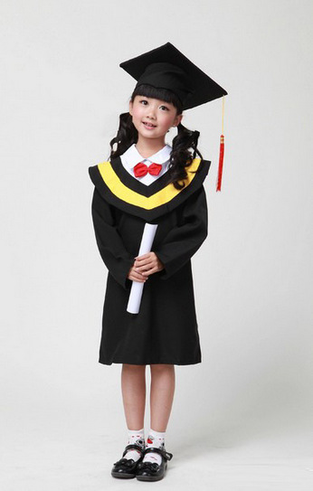 批发定做儿童博士服小学生毕业拍照红黑博士服装幼儿园表演学士服