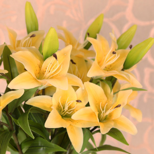 婚礼祝福高档仿真花假花百年好合百合花手感百合pvc装饰花家居