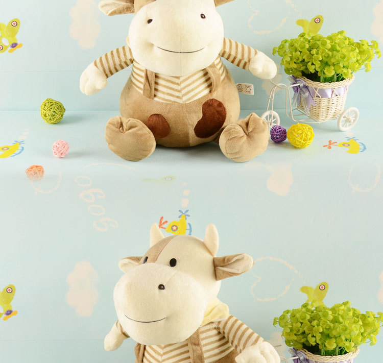 江苏扬州条纹牛毛绒玩具布娃娃老牛公仔玩偶送女友可爱创意生日礼物