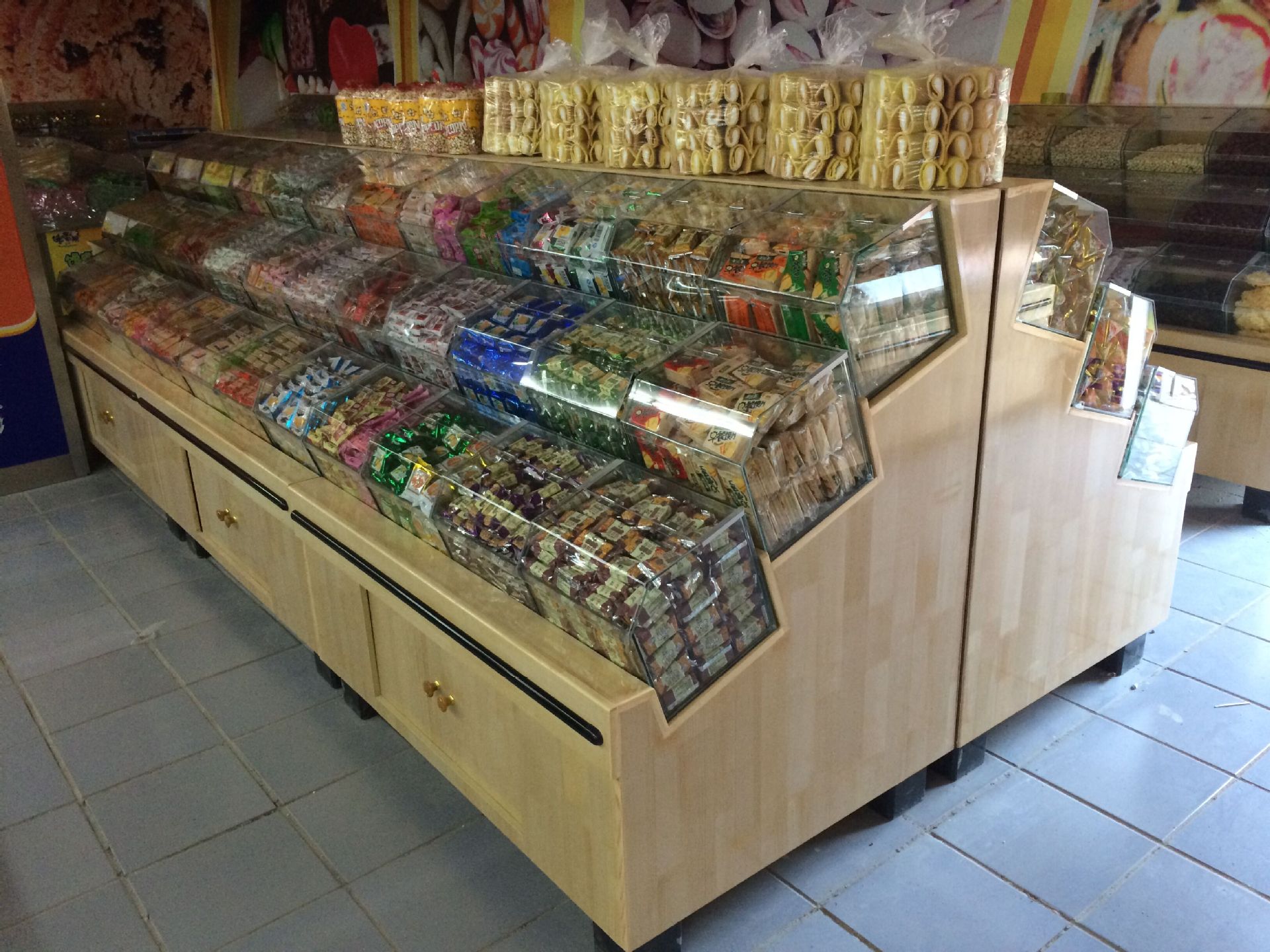 散称柜食品干货糖果杂粮架木质超市零食促销散装货架