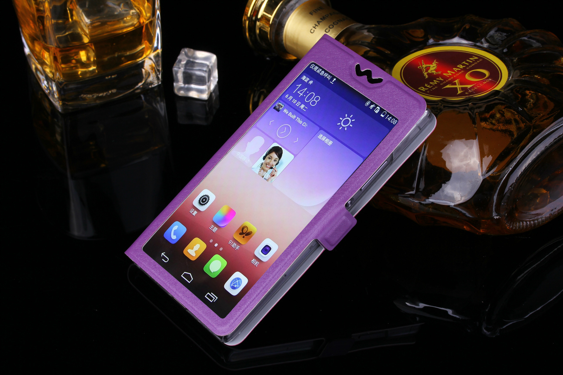 oppo-1107天窗手机套 全景天窗 1107手机套 蚕丝纹 天窗皮套