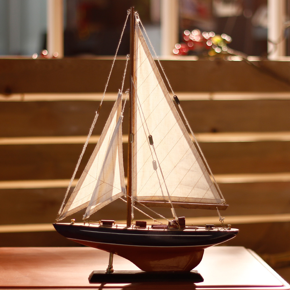 sb1217凯德号帆船模型摆件 小木船模型船 一帆风顺工艺船fc-4