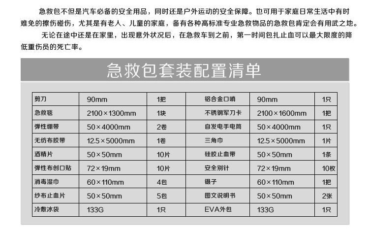 绿色eva急救包 居家户外旅游车载医药箱 急救箱18件套 厂家批发