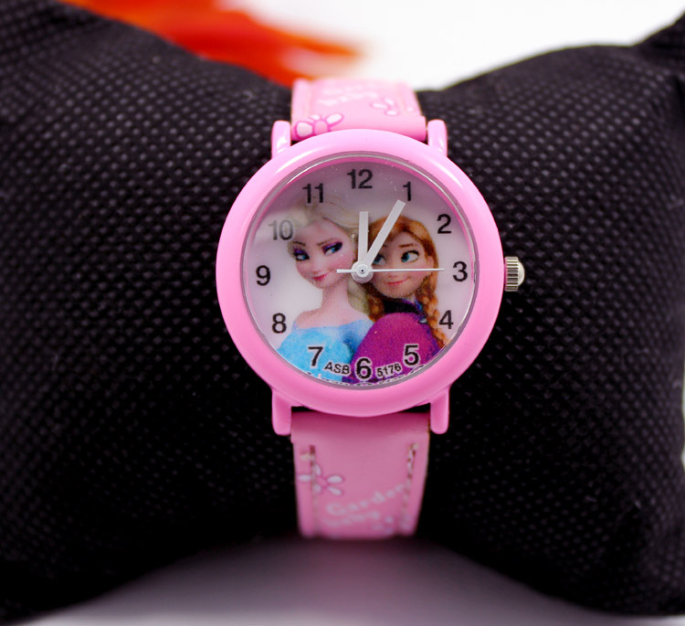 2015新款时尚可爱卡通冰雪奇缘frozen皮带儿童手表女孩混厂家批发