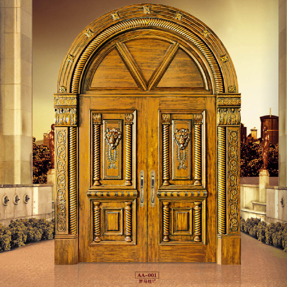 供应佛山高端巴洛克式原木别墅大门 纯实木双开门 私家定制 a-001