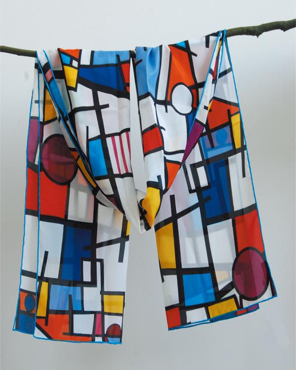 蒙德里安名画格子画丝巾 真丝双绉外贸女士丝巾围巾 艺术衍生品