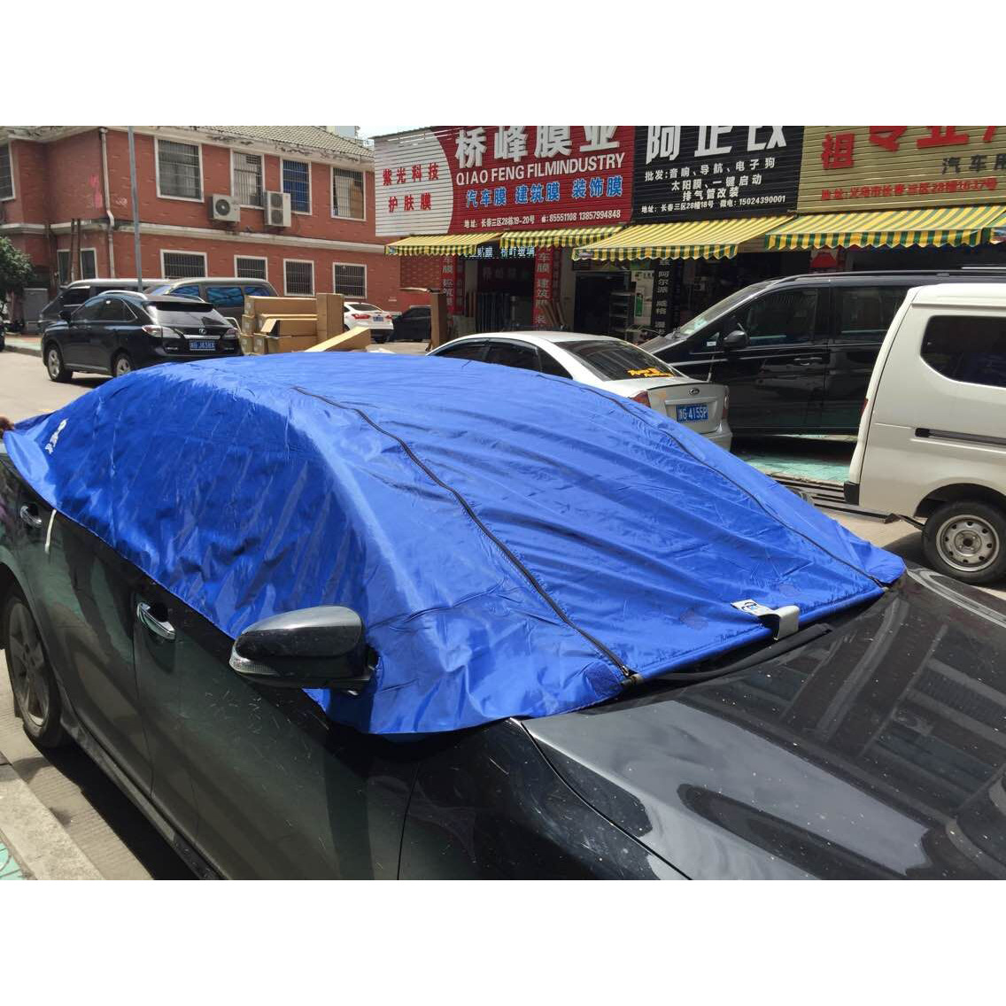 汽车车衣 peva复pp棉双层防雪防冰雹罩190t涤纶 网布双层汽车半罩