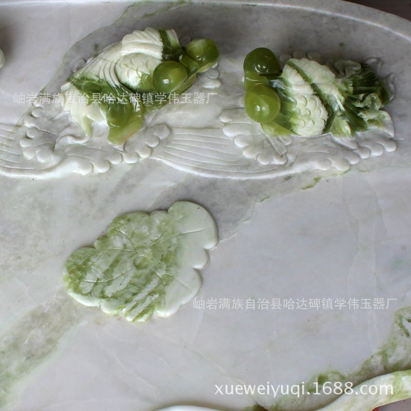 供应玉石茶盘 天然岫玉手工雕刻玉茶海 各种岫岩玉器工艺品批发