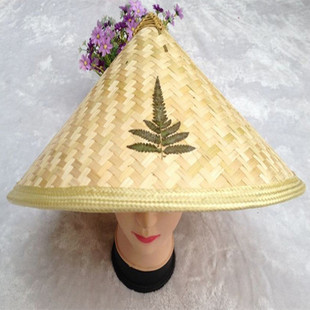 火爆热卖产品 农民斗笠 竹编草帽 舞台表演竹帽 防雨帽 手工毛帽