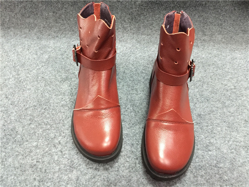 2015秋冬季真皮坡跟休闲真皮女靴 厚街女靴批发 女靴女鞋外贸靴子