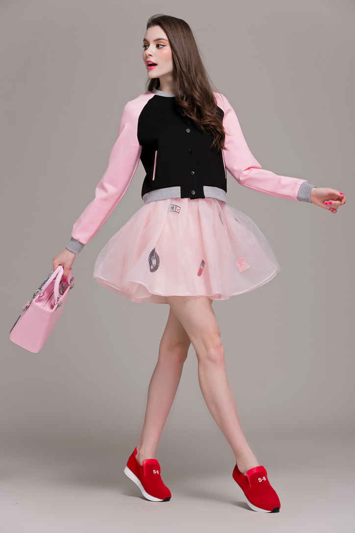 唯依媚2015年春夏新款欧美女装 棒球服短裙两件女裙套装 tcg1500