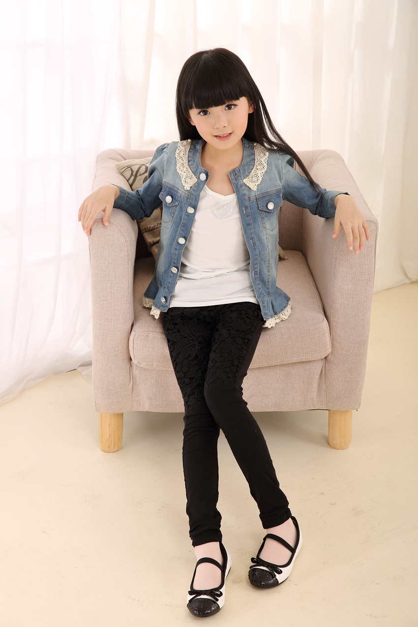 童裤女童秋款2015新款钩花女大童紧身裤打底裤儿童修身裤子批发