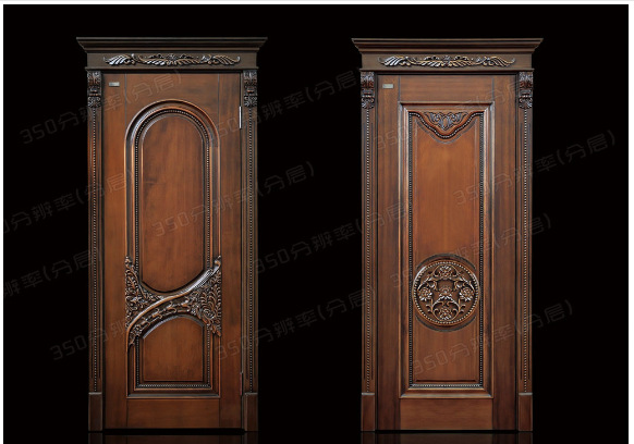 实木雕花门 红橡原木门 黑胡桃原木门 实木欧式扣线门