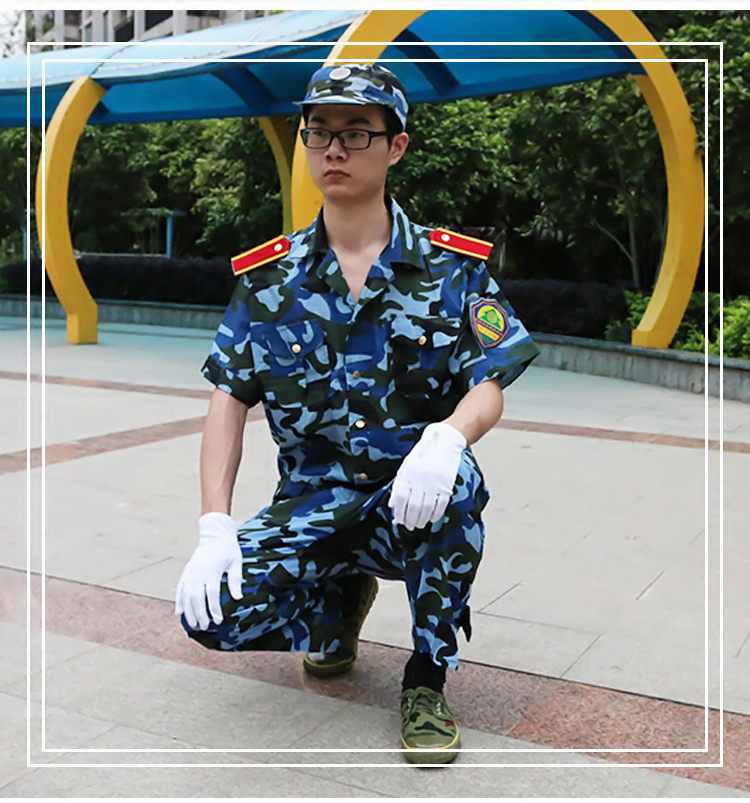 批發軍訓服裝男夏季短袖海洋迷彩服套裝海軍作訓套裝軍訓服作戰服