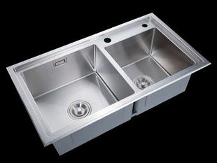 208r 厂家特价直销 304不锈钢手工水槽台上双槽 圆角 !特价热销