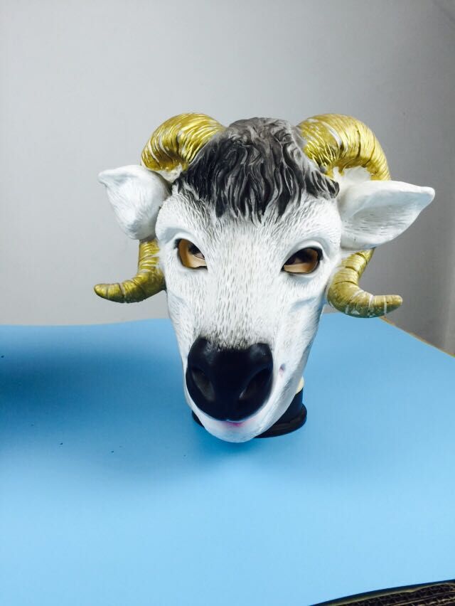 厂家直销山羊面具cosplay羊头面具动物头套化妆舞会用品