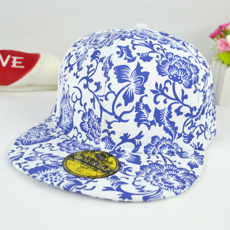 帽子 韩版新款青花瓷嘻哈帽 街头潮男女平檐帽子遮阳帽批发