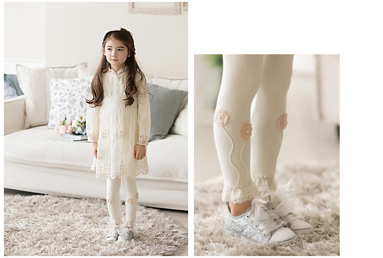 pink ideal 女童打底裤厂家批发 纯棉花朵打底裤儿童长裤 330725