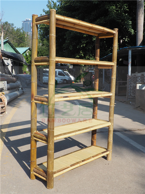 原竹货架 茶叶展品展架 农庄农产品货架 三横架图片_5