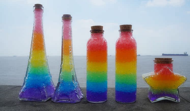 热卖创意礼品透明小艾菲尔铁塔玻璃瓶彩虹许愿瓶木塞星星瓶星空瓶