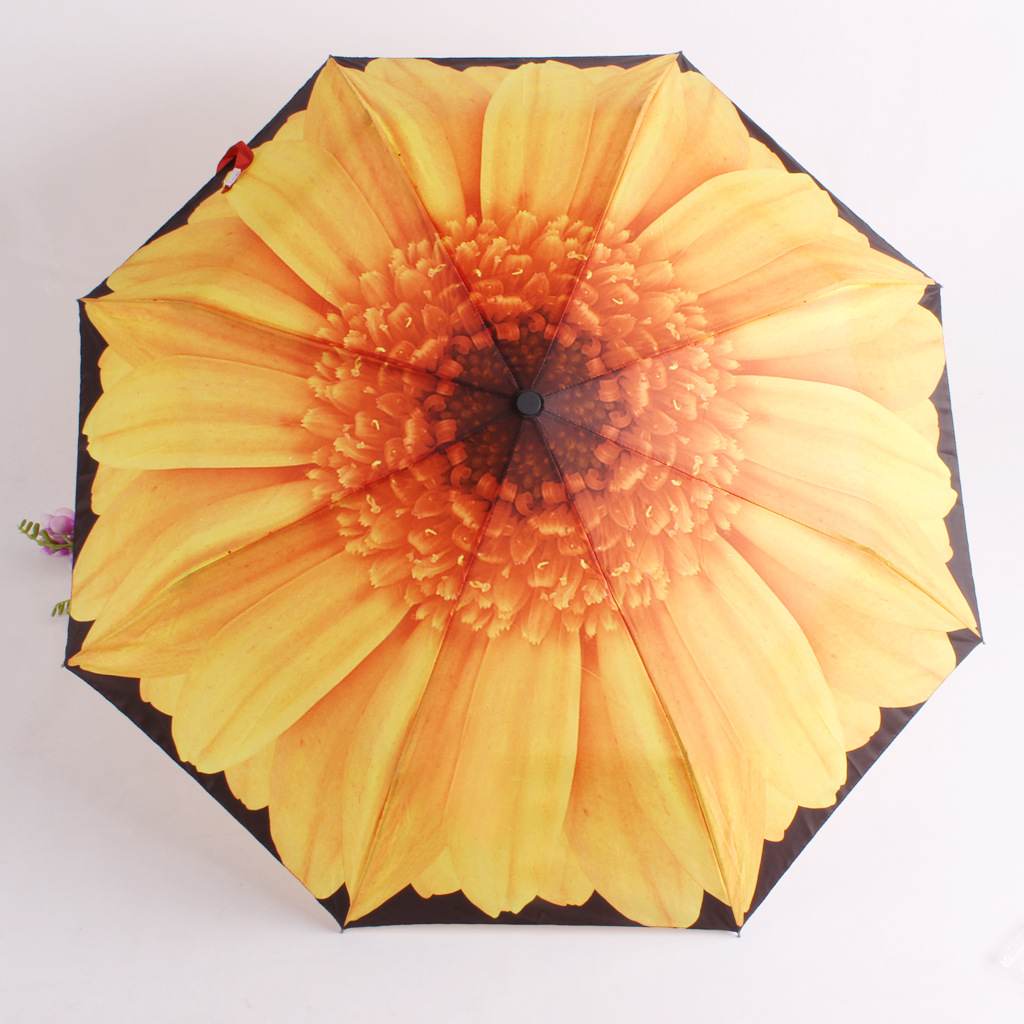 雨秀伞业 三折半自动太阳花伞 向日葵花伞