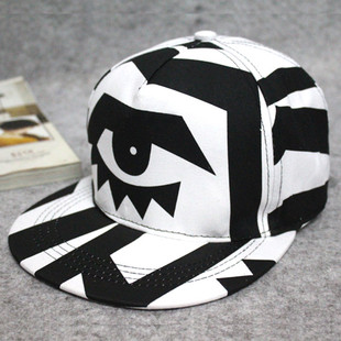 韩版时尚黑白大眼睛系列鸭舌帽 街头嘻哈棒球帽 春夏帽子