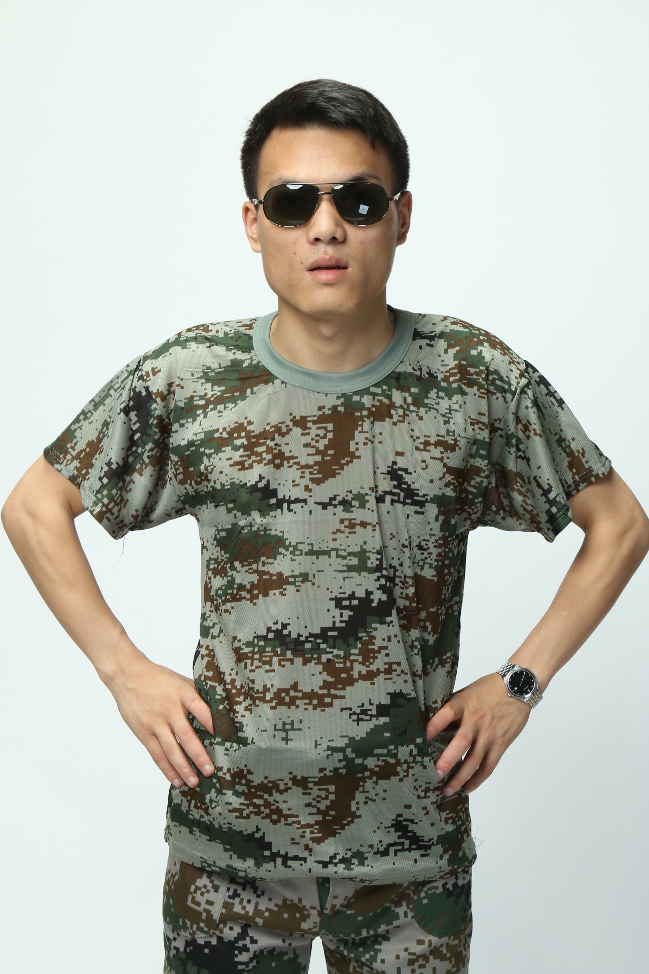 夏季军训迷彩短袖军训t恤校园男女学生夏令营军训服 户外体能服