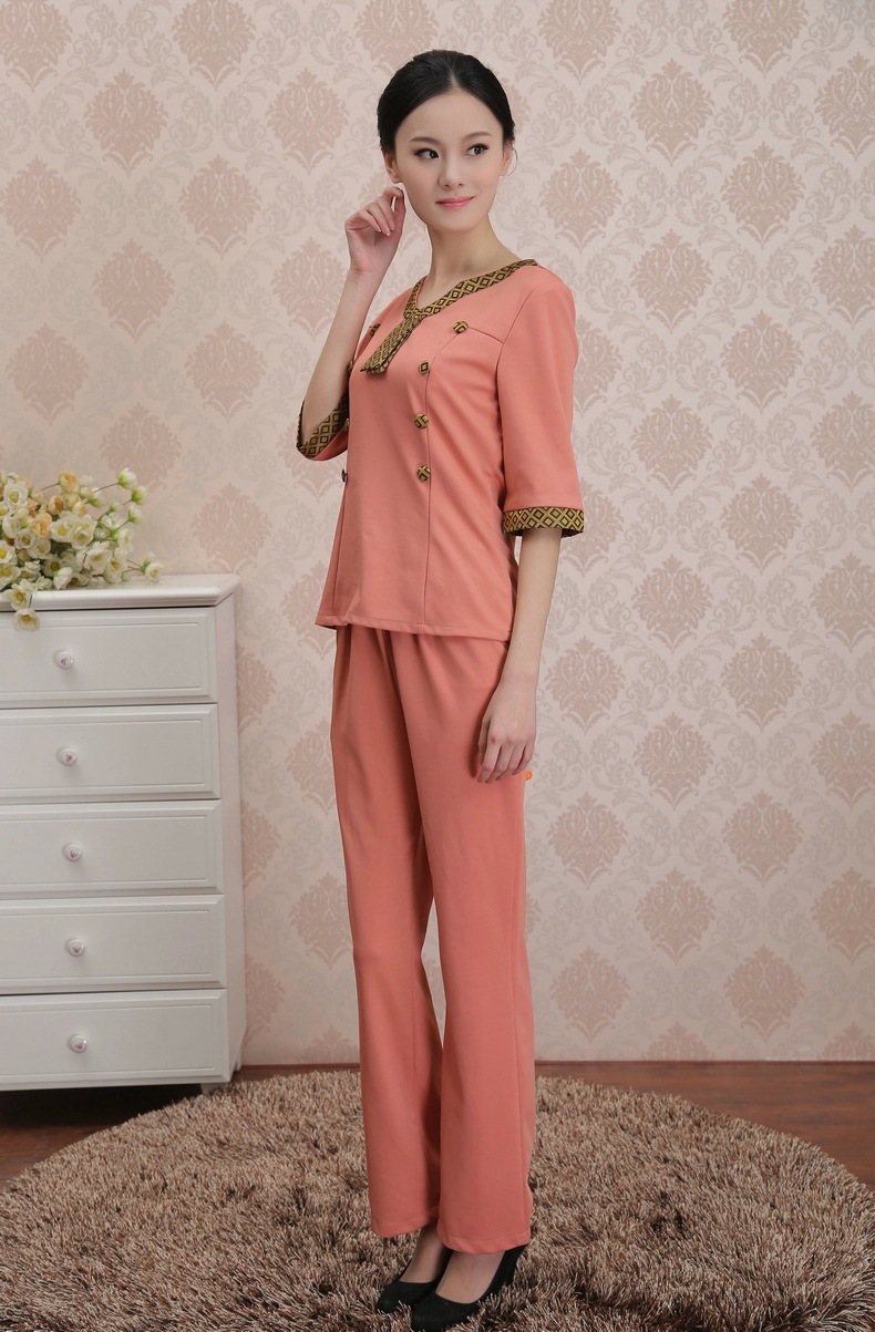 足浴足疗桑拿按摩女技师服务员服装 美容师工作服新款夏装