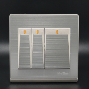 【厂家直销】香港美佳斯-二开带多控-不锈钢拉丝喷漆 开关