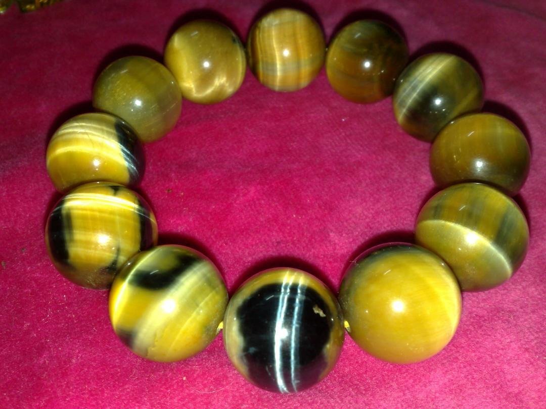印度圣石☆黑斑虎眼石18mm手串,12颗.