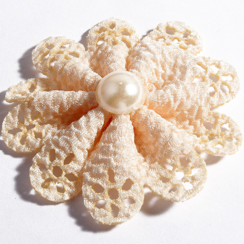 爆款 精美迷你镂空珍珠花 宝宝布艺手工珍珠头花 可配发饰服饰