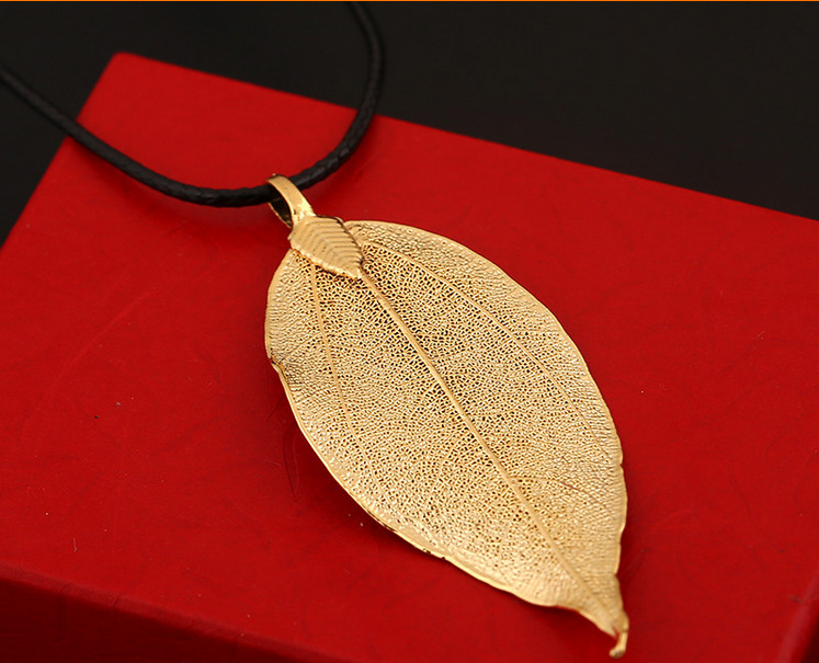 跑江湖地摊天然树叶镀24k 金叶子 吊坠厂家批发 创意礼品批发直销